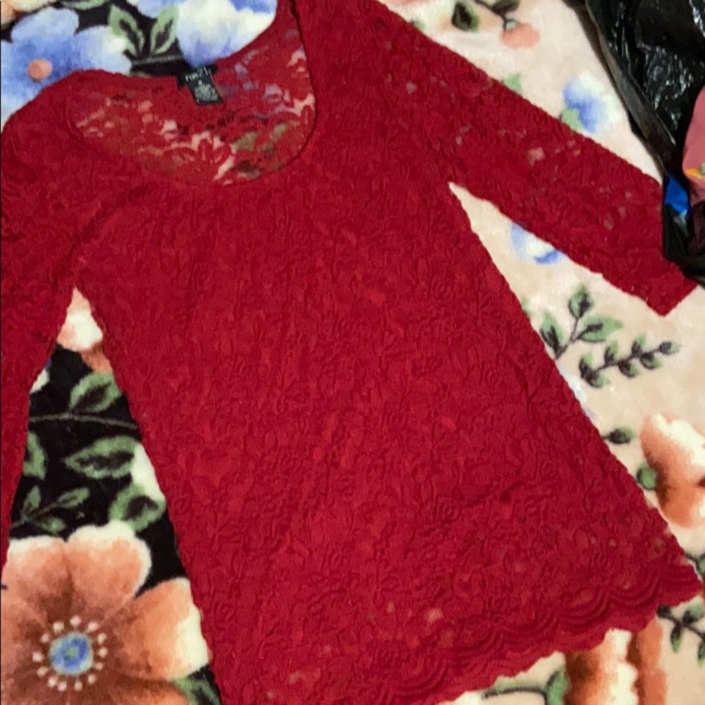 Red laced shirt